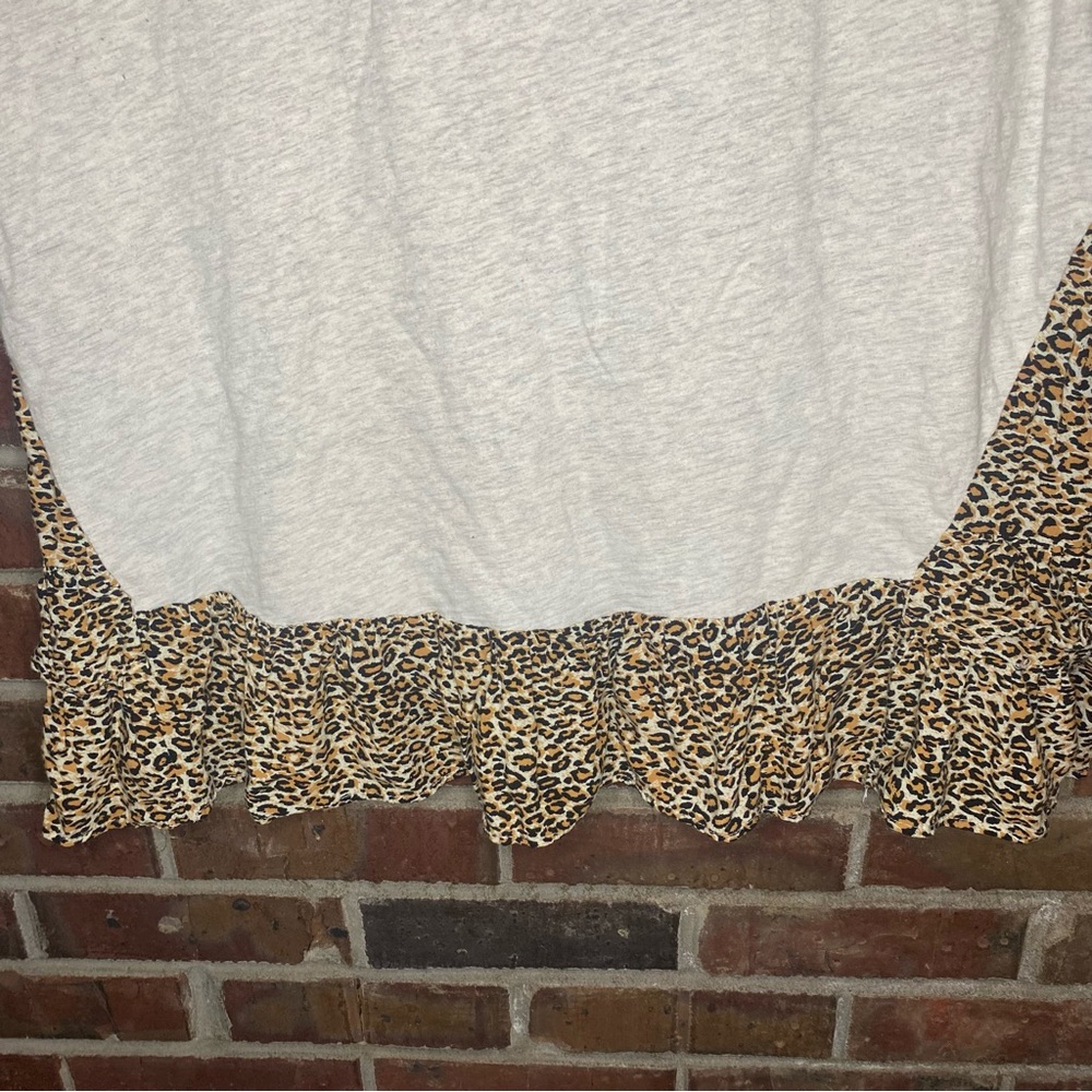 Umgee Plus Oatmeal Shirt With Animal Print Trim Size 1XL - Picture 3 of 8